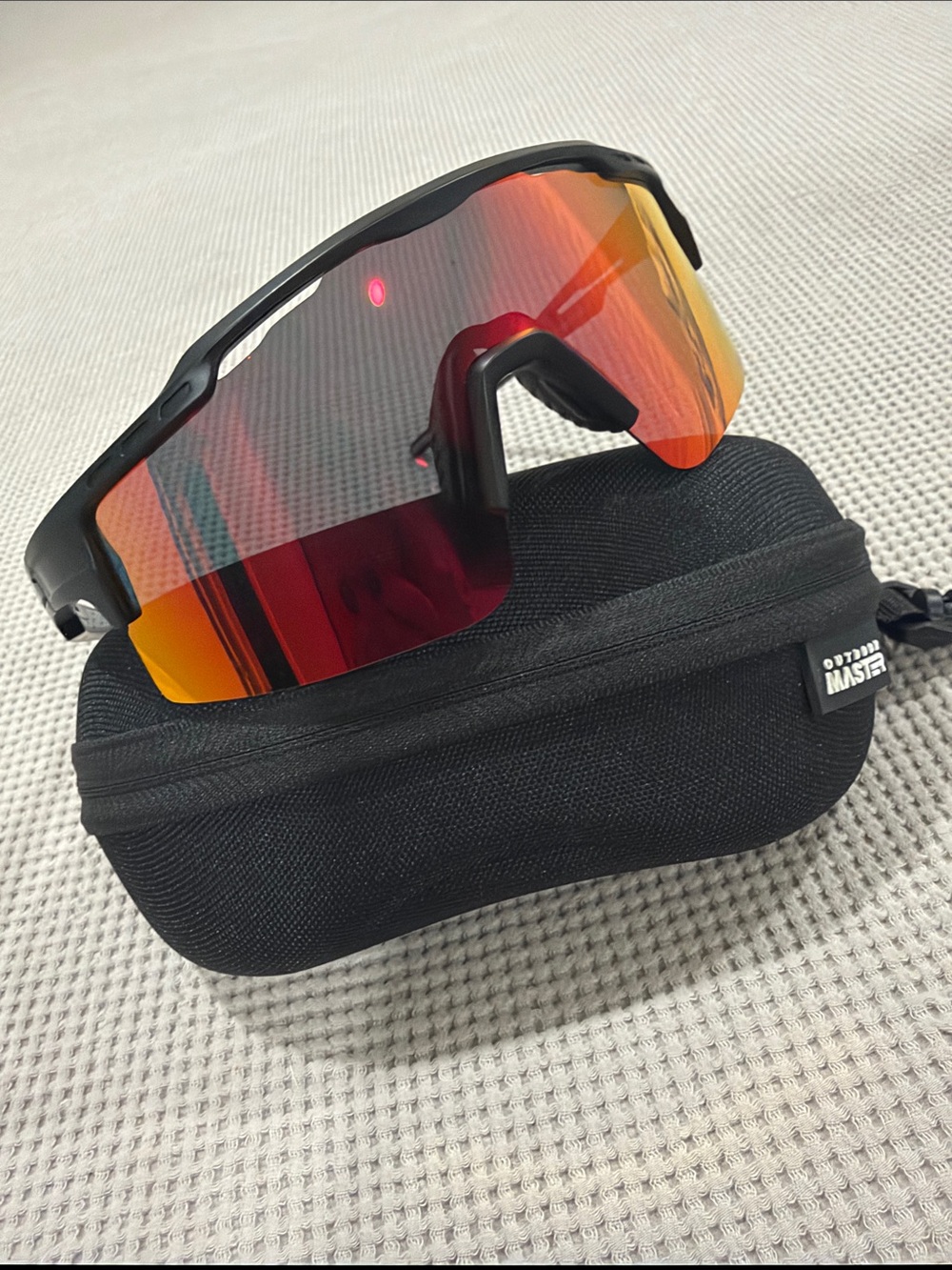 Performance Men’s Sunglasses - Black Frame with Red-Orange Mirror Lens